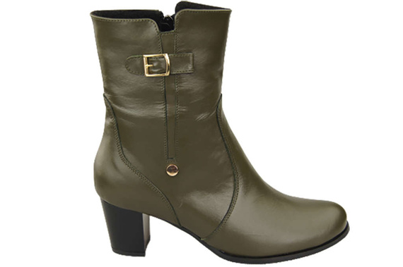 Obuv Dámské boty Oliwkowe Ocieplane Přírodní kůže 882 Z ElitaBut