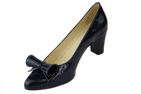 Dámská obuv Dámské kožené lodičky Navy blue Lacquer 975 ElitaBut