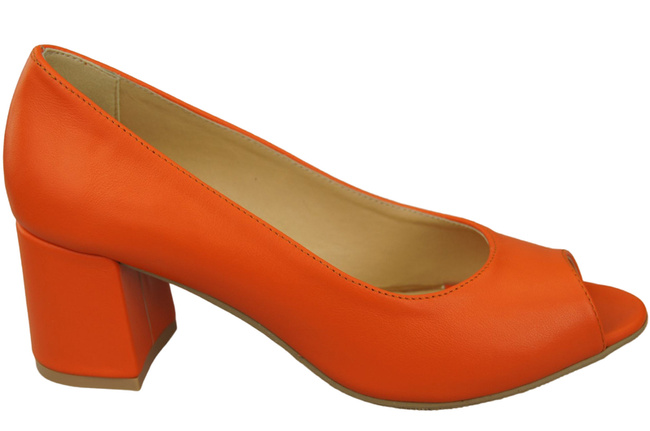 Dámská obuv PEEP TOE Orange Lodičky z přírodní kůže s potaženým podpatkem 192 ElitaBut