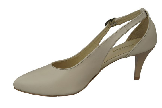 Dámské sandály na podpatku z přírodní kůže béžové 973 ElitaBut