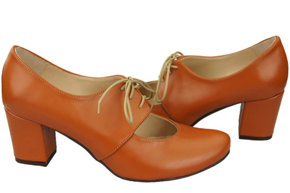 Obuv Dámské polobotky z přírodní kůže Červená 161 ElitaBut