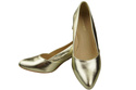 Dámské Lodičky Zlato Pravá Kůže Špičatá Špička Podpatek ElitaBut 221