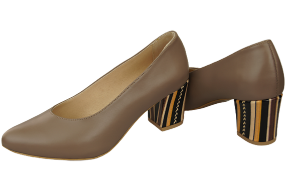 Dámská obuv Dámské lodičky Cappuccino Přírodní kůže s ozdobným podpatkem 158 ElitaBut