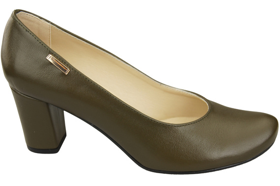 Dámské boty Classic Olive Natural Leather Almond Nose pumps 201 ElitaBut