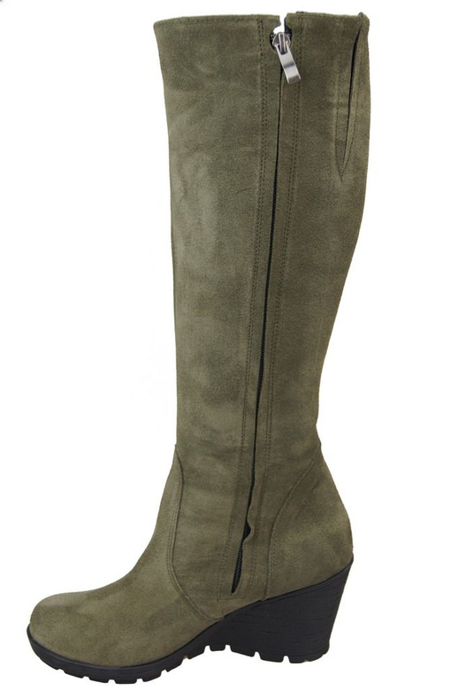 Obuv Dámské kotníkové boty Bottle green natural leather velour 745 ElitaBut