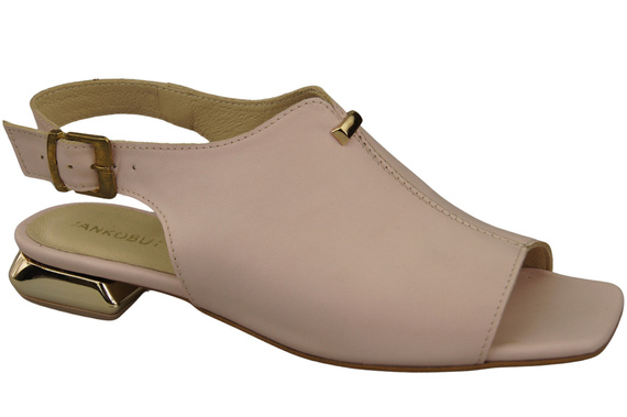 Pohodlná dámská obuv Sandály Powder Pink Flat Gold Heel Natural leather 207 ElitaBut