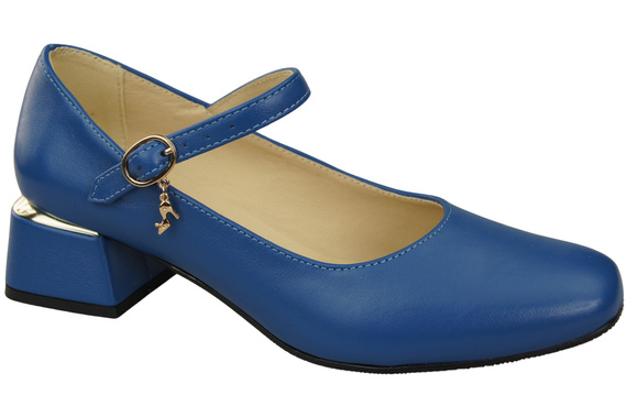 Dámská obuv Dámské lodičky s páskem Modrá přírodní kůže 202 ElitaBut