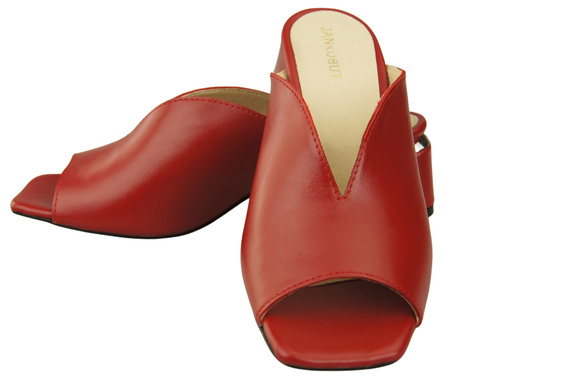 Dámská obuv Červené žabky na podpatku Přírodní kůže 210 ElitaBut