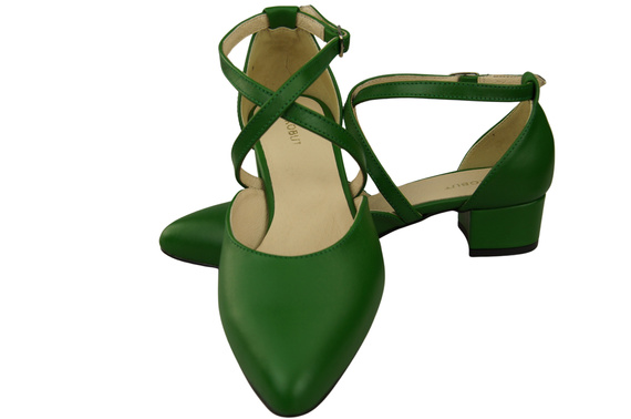 Dámské Sandály Kožené Zelená s Pásky na Nízkém Podpatku 223 ElitaBut