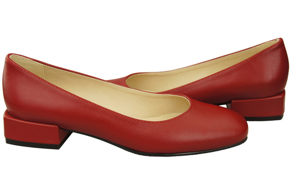 Pohodlná dámská obuv Červené ploché kožené lodičky 204 ElitaBut