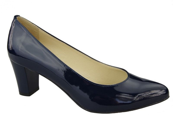 Dámská obuv Dámské lodičky z přírodní kůže Navy blue Lacquer 974 ElitaBut