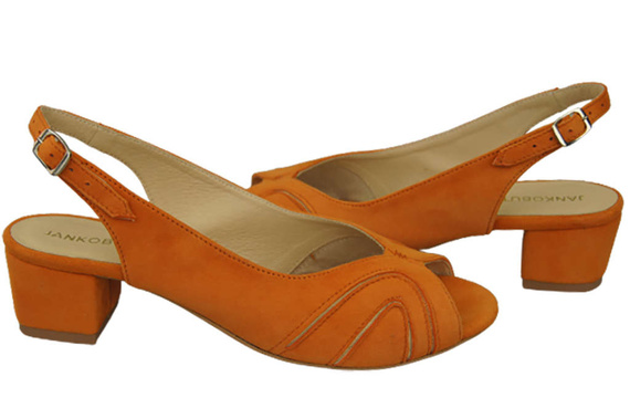 Dámská obuv Sandály semišová kůže Oranžová 991 ElitaBut