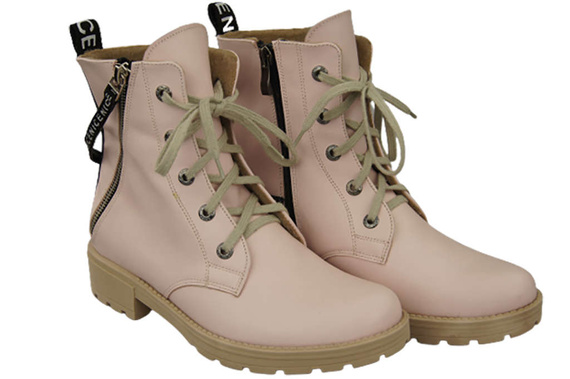 Obuv Boty Boty Powder Pink Dámské s nápisem NICE Přírodní kůže 173 Od ElitaBut