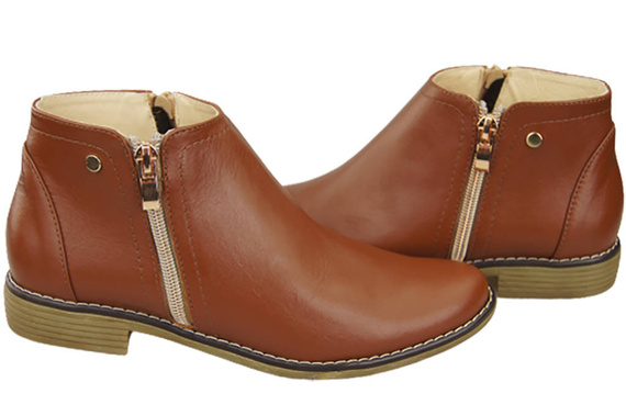 Jarní dámská obuv Kozačky z přírodní kůže Hnědá 872 ElitaBut