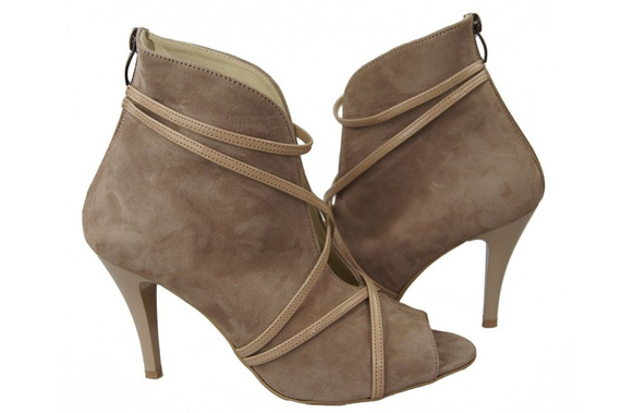 Dámská obuv Peep Toe Leather Natural Suede Cappuccino 107 ElitaBut
