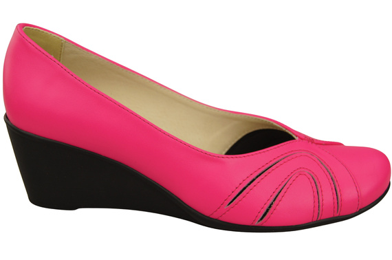 Boty na kotníku Neon Pink Dámské přírodní kožené lodičky 828 ElitaBut