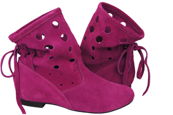 Obuv Dámská přírodní kůže velur Fialová 160 ElitaBut