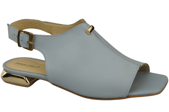 Pohodlné dámské sandály Bright Blue Flat Gold Heel Natural Leather 207 ElitaBut