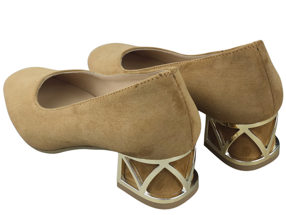 Pohodlné dámské boty Zrzavý lodičky s ozdobným podpatkem Přírodní semišová kůže 219 Od ElitaBut