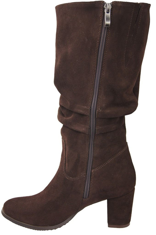 Dámské kozačky Chocolate natural leather Velour 141 ElitaBut