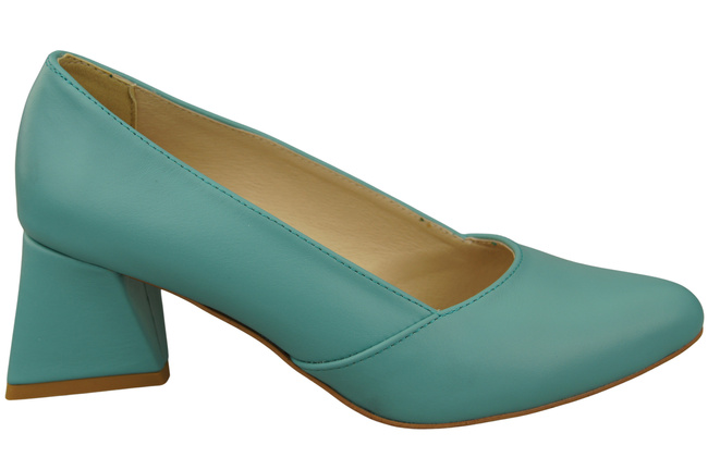 Dámské Lodičky Tyrkysová Pravá Kůže Špičatá Špička Podpatek ElitaBut 221