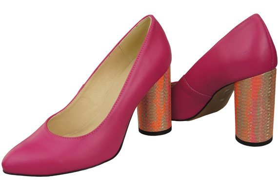 Dámská obuv Fialové lodičky Přírodní kůže Barevný ornamentální podpatek 194 ElitaBut