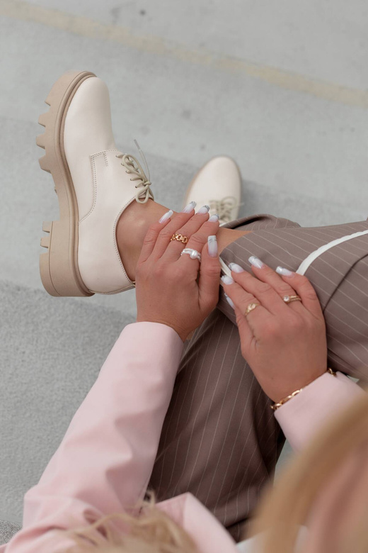 Obuv Dámské šněrovací boty Béžová kůže Natural 180 ElitaBut