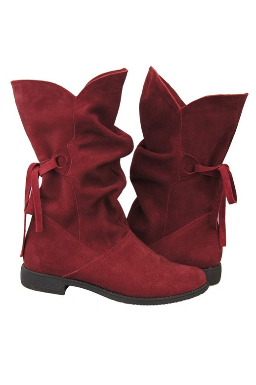 Obuv Dámské zimní boty Maroon přírodní kůže velur 999 Z ElitaBut