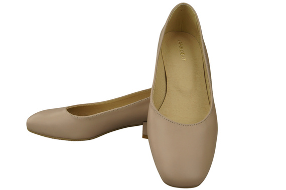 Pohodlná dámská obuv Cappuccino Bright Flat Natural Leather 204 ElitaBut