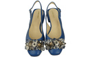 Dámská obuv Modré sandály s krystaly Přírodní kůže 215 ElitaBut