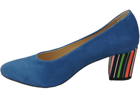 Dámská obuv Blue Suede Natural Leather Decorative Heel 158 With ElitaBut