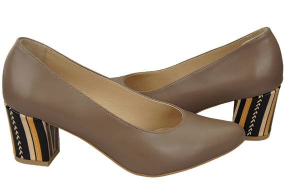 Dámská obuv Dámské lodičky Cappuccino Přírodní kůže s ozdobným podpatkem 158 ElitaBut