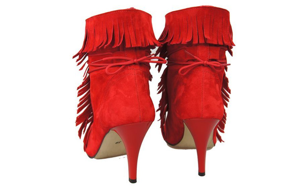 Dámská obuv Dámské lodičky s vysokou špičkou ze semišové kůže Červená 964 ElitaBut