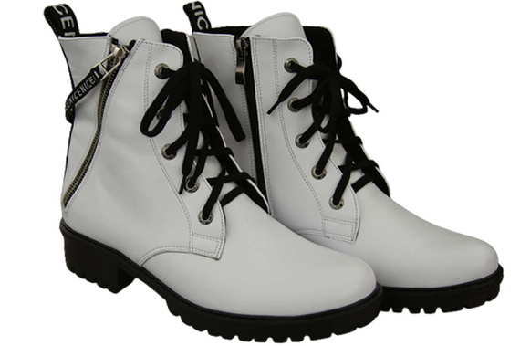 Obuv Booties Dámské bílé kozačky s nápisem NICE Přírodní kůže 173 Od ElitaBut