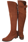 Obuv Dámské boty Kaštanové mušketýrky Vysoké nad kolena z přírodní kůže Velur 154 ElitaBut