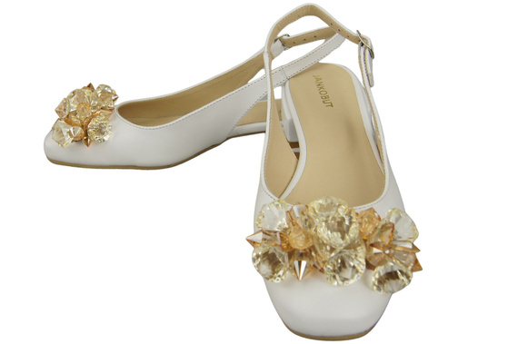 Dámská obuv Bílé sandály s krystaly Přírodní kůže 215 ElitaBut