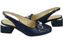Dámská obuv Navy Blue Sandals Embellished with Fringed Natural Leather 208 ElitaBut