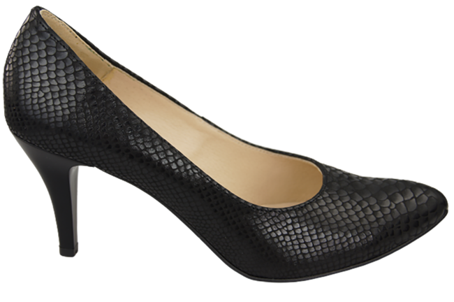 Dámská obuv Černé lodičky s motivem hadů Přírodní kůže 150 ElitaBut