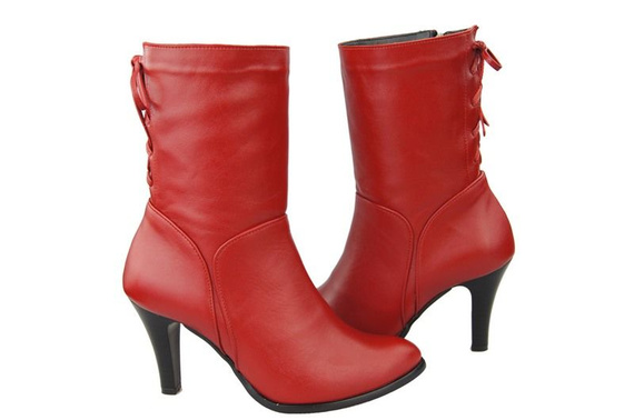 Dámská obuv Červené kozačky Jaro / podzim přírodní kůže 978 L ElitaBut