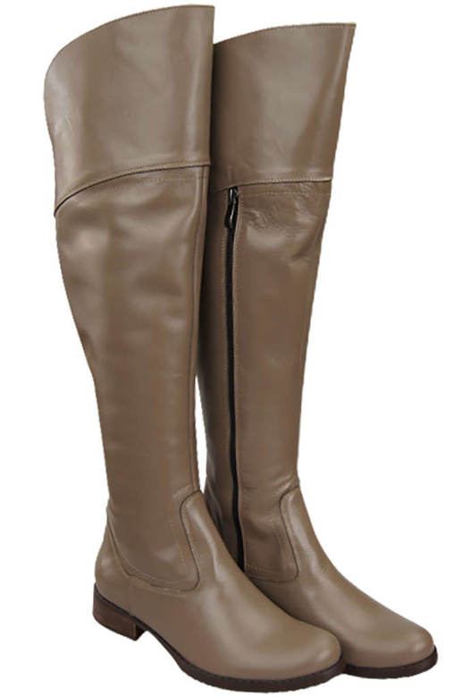 Dámské boty Cappuccino Dark Musketeers High over the knee natural leather 638 ElitaBut