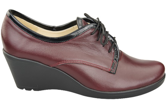 Obuv Dámské polobotky na vysokém podpatku z přírodní kůže Maroon 181 ElitaBut