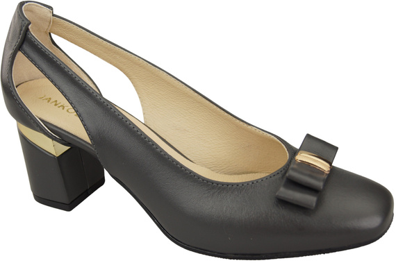 Boty Dámské lodičky Graphite přírodní kůže s ozdobným podpatkem 199 ElitaBut