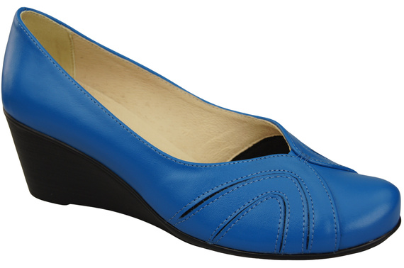 Boty na kotníku Modré dámské lodičky z přírodní kůže 828 ElitaBut