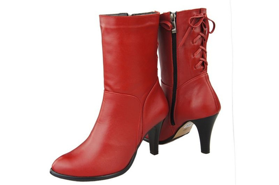 Obuv Zimní dámské boty z přírodní kůže Červená 978 Z ElitaBut