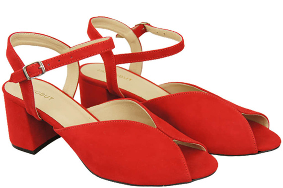Dámská obuv Červené semišové kožené sandály 185 ElitaBut