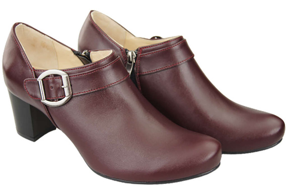 Obuv Dámské polobotky z přírodní kůže Maroon 826 ElitaBut