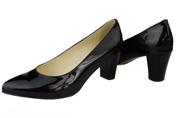 Dámská obuv Dámské kožené lodičky Black Lacquer 974 ElitaBut