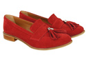 Dámské mokasíny z přírodní kůže Velour Red 134 ElitaBut