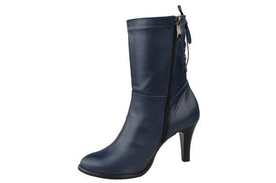 Dámská obuv Navy blue kozačky Jaro / Podzim přírodní kůže 978 L ElitaBut