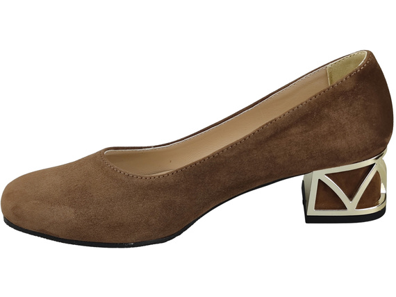 Pohodlné dámské boty Hnědá lodičky s ozdobným podpatkem Přírodní semišová kůže 219 Od ElitaBut